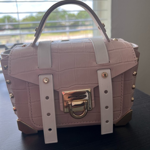 Michael Kors Mini Crocodile Print Pink and Gold Bag - Picture 1 of 4